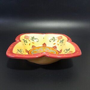 Partylite Tuscan Bohemian Spice Ceramic Candle Holder Floral Design Square